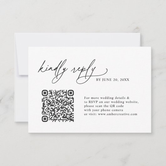 Minimalist Simple QR code Wedding RSVP Cards (Devant)
