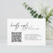 Minimalist Simple QR code Wedding RSVP Cards (Debout devant)