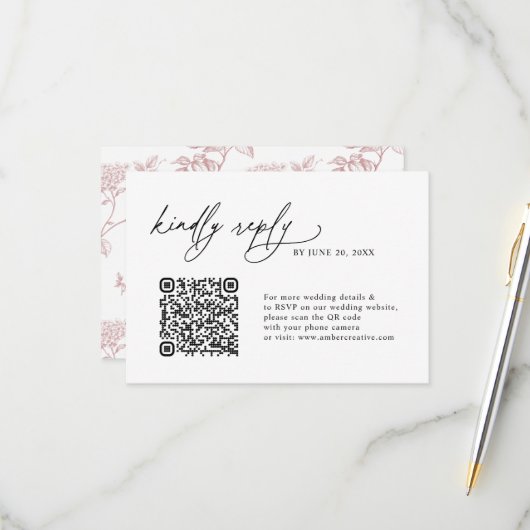 Minimalist Simple QR code Wedding RSVP Cards (Voorkant / Achterkant in situ)