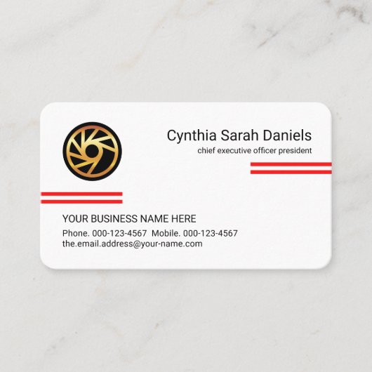 Minimalist Simple Red Lines CEO Founder Visitekaartje (Voorkant)