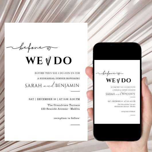 Minimalist Simple Rehearsal Dinner Invitation