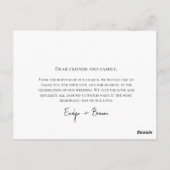 Minimalist Simple Script with Heart Wedding Photo  Briefkaart (Achterkant)