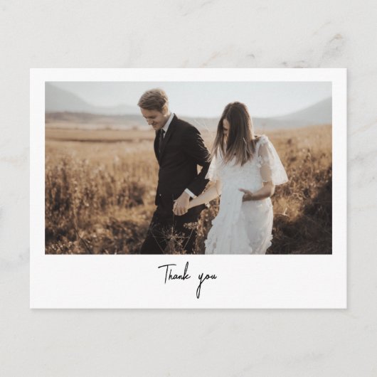 Minimalist Simple Script with Heart Wedding Photo  Briefkaart (Voorkant)