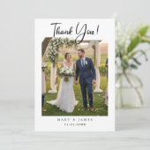 Minimalist Simple Script with Heart Wedding Photo Kaart (Staand voorkant)