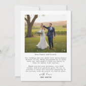Minimalist Simple Script with Heart Wedding Photo Kaart (Achterkant)