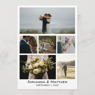 Minimalist Simple Six Photo Wedding Dank u Bedankkaart