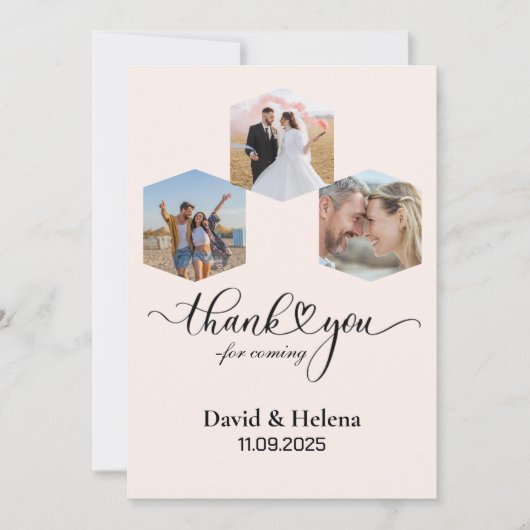 Minimalist SimpleW Script with Heart Wedding Photo Bedankkaart (Voorkant)