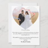 Minimalist SimpleW Script with Heart Wedding Photo Bedankkaart (Achterkant)
