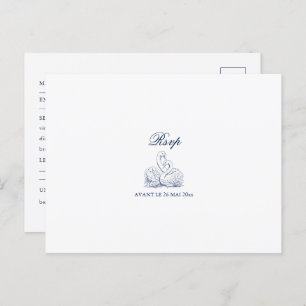 Minimalist Sketched Love Swans Wedding RSVP Briefkaart