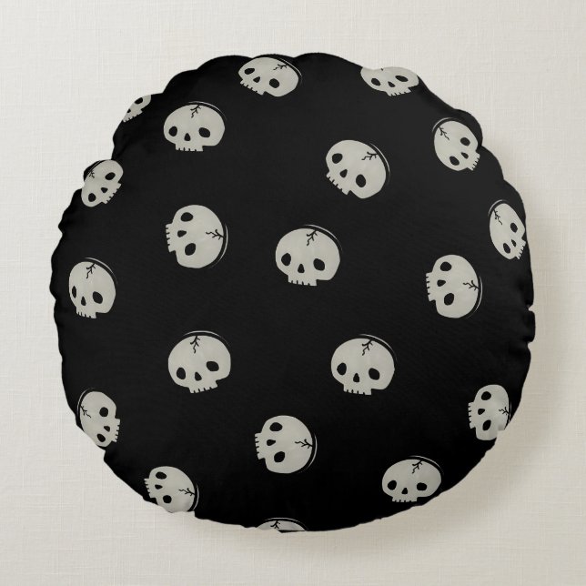  Minimalist Skull Pattern Aesthetic Phone case Rond Kussen (Voorkant)