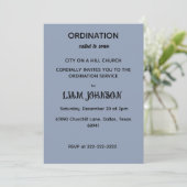 Minimalist Slate Blue Ordination Invitation Kaart (Staand voorkant)