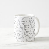 Minimalist Sleepy Cat Pattern Mug | Hand-Drawn Cer (Devant droit)
