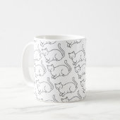 Minimalist Sleepy Cat Pattern Mug | Hand-Drawn Cer (Devant gauche)