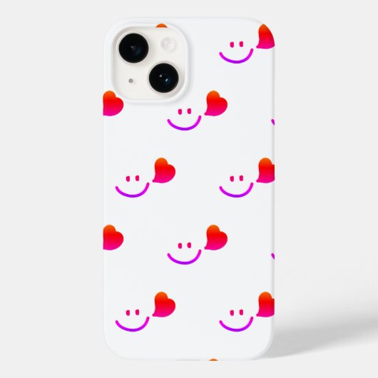 Minimalist Smiley Face iPhone Case - Cute Happy Vi (Achterkant)