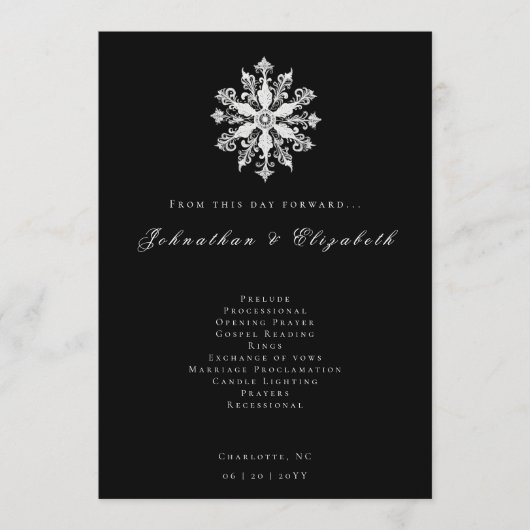 Minimalist Snowflake Wedding | Black Programma (Voorkant)