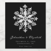 Minimalist Snowflake Wedding | Black Wijn Etiket (Enkel label)