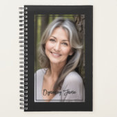Minimalist Soft Black Personalized Script Photo Planner (Voorkant)