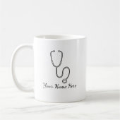 Minimalist Stethoscope Line Art Personalized Mug (Gauche)