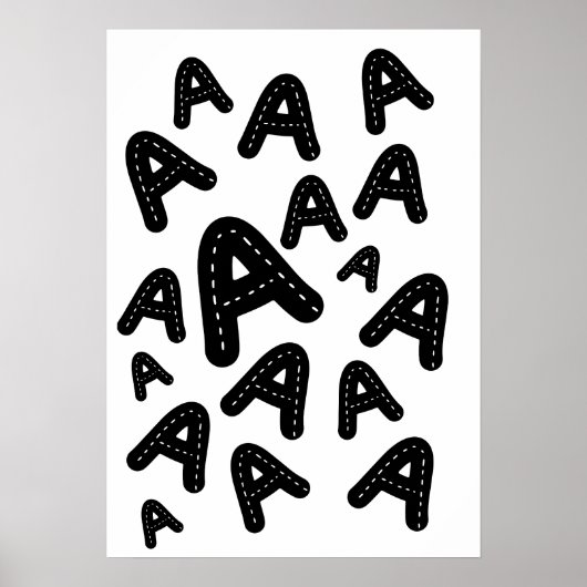 Minimalist Stitched Monogram A - Geometric Pattern Poster (Voorkant)