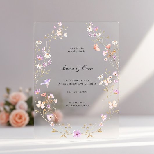 Minimalist Stylish Flowers Wedding Acryl Uitnodigingen