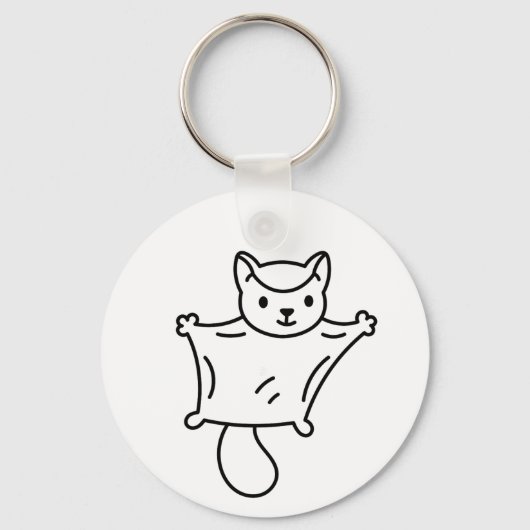 Minimalist Sugar Glider Line Art Sleutelhanger (Voorkant)