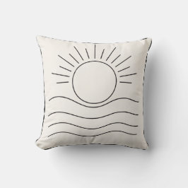 Minimalist Sun Line Art Throw Pillow Kussen