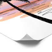 Minimalist Sunset Beach Poster – Palm Tree Ocean (Coin)