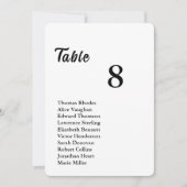 Minimalist Table Number & Integrated Guest List Kaart (Voorkant)