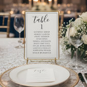 Minimalist Table Number Seating Chart Wedding Card Kaart