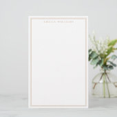 Minimalist Tan Monogram Two Border Briefpapier (Staand voorkant)