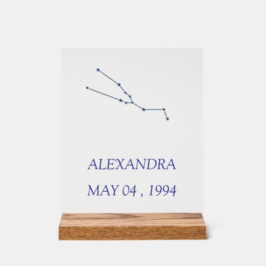 Minimalist Taurus Constellation Acrylic Sign - Per (Recto)