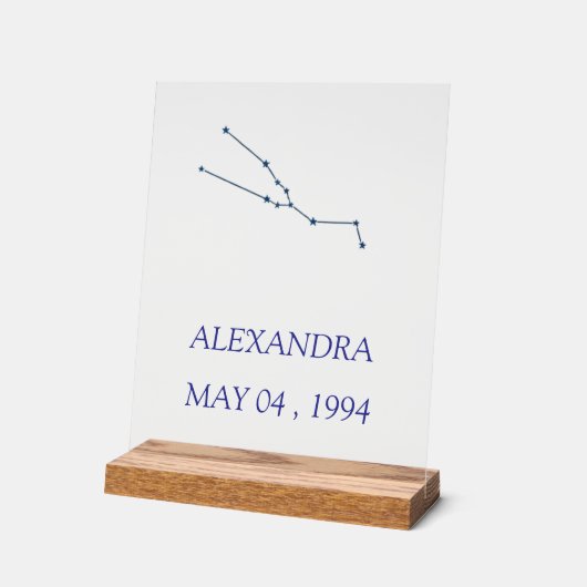 Minimalist Taurus Constellation Acrylic Sign - Per (Angle)