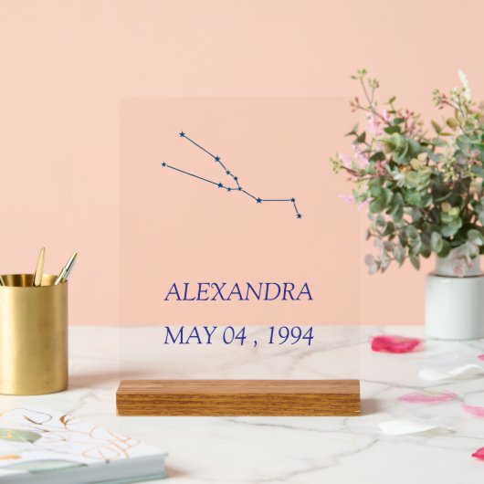 Minimalist Taurus Constellation Acrylic Sign - Per (Mariage)
