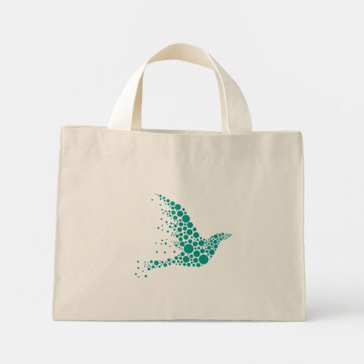 Minimalist Teal Dotted Dove of Peace Tote Bag (Achterkant)