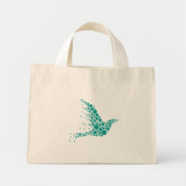 Minimalist Teal Dotted Dove of Peace Tote Bag