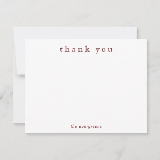 Minimalist Thank You Couples or Family Deep Red Notitiekaartje (Voorkant)