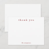 Minimalist Thank You Couples or Family Deep Red Notitiekaartje (Voorkant / Achterkant)