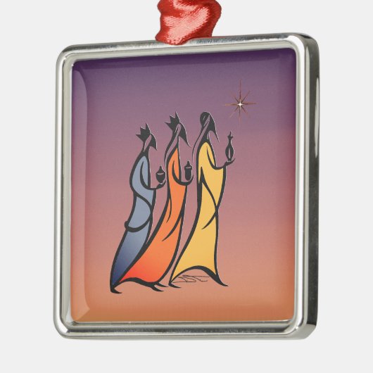 Minimalist Three Wise Men Metalen Ornament (Links)