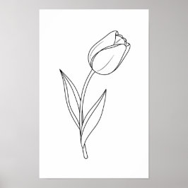 Minimalist Tulip Line Drawing Poster