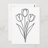 Minimalist Tulip Spring Flower Line Art Briefkaart (Voorkant / Achterkant)