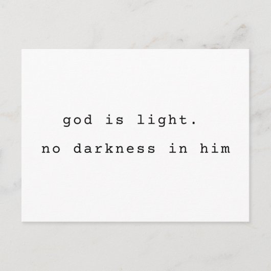 Minimalist Typographic God is Light Postcard Briefkaart (Voorkant)