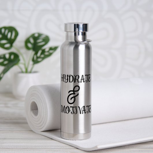 Minimalist Typography Water Bottle - Hydrate Waterfles (Yoga (Gedraaid) )