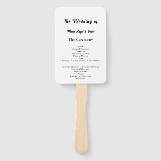 Minimalist Typography Wedding Program Handwaaier (Voorkant)