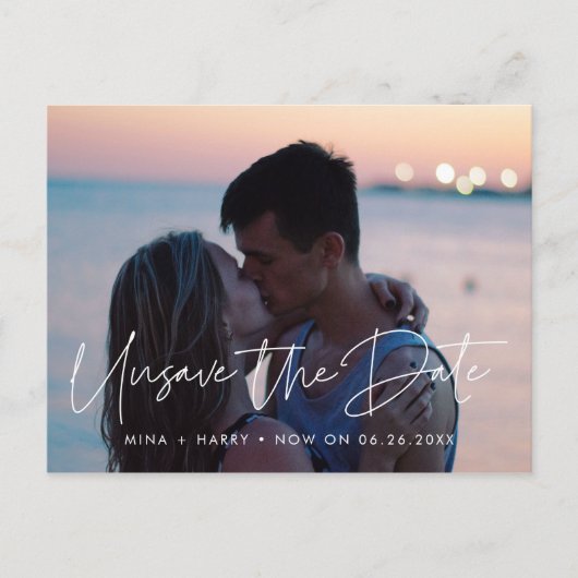 Minimalist Unsave de datum bruiloft aankondiging Briefkaart (Voorkant)