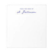 Minimalist van het bureau van Navy Blue Script naa Notitieblok (Voorkant)