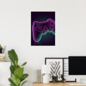 Minimalist Vaporwave Gaming Controller Poster (Thuiskantoor)
