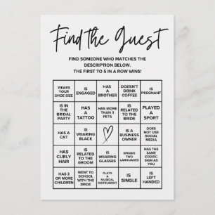 Minimalist Vind de Gast Bridal Bingo Game Kaart
