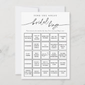 Minimalist Vind de Gast Bridal Bingo Game Kaart (Voorkant)