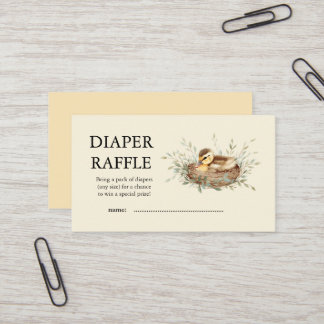 Minimalist Watercolor Duckling Diaper Raffle Ticke Visitekaartje