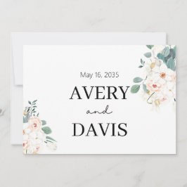 Minimalist Watercolor Floral Personalized Wedding  Kaart